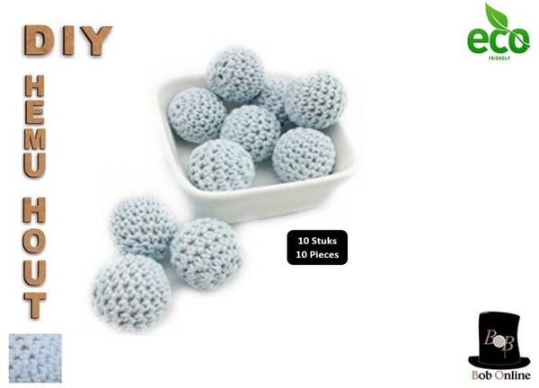 Licht Blauw Ronde Gehaakte DIY Houten Kralen 20mm