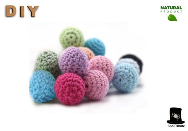 Mixed Kleuren - Ronde Gehaakte DIY Houten Kralen 16mm met ca. 3-4mm gaatje - 10 Stuks