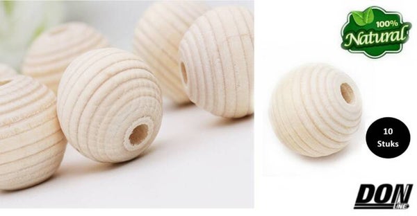 Ronde Naturrlijke Houten Honingraatkralen 20mm met 8mm Gat - 10 Stuks