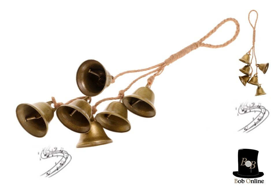 Bob Online™ - Bronzen Kleur – Cluster van 6 Heksenbellen - Deurknop Bellen