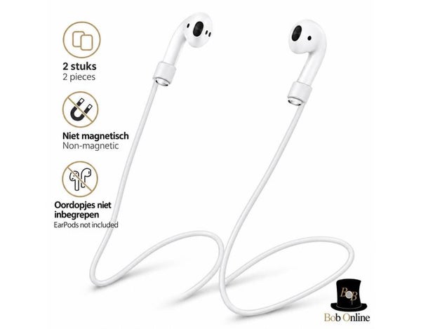 AirPods Anti-Verlies Koord Wit – 2 Stuks – Niet Magnetisch