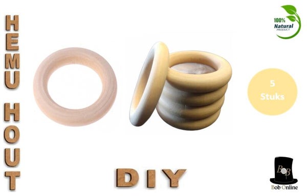 5 Stuks - 60mm Hemuhout Ringen