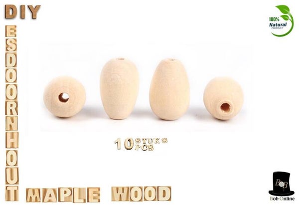 Ovaal Esdoornhout Kralen 14mm x 20mm met 3mm Gaatje - 10 Stuks DIY