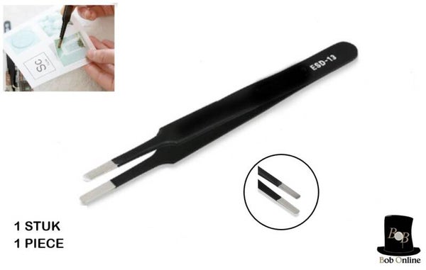 Bob Online ™ - 1 Stuk – Antistatische Rechte Platte Punt Precisie-pincet