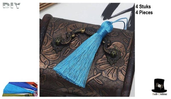 Bob Online ™ - 4 Stuks – Turquoise - Tassels (Kwastjes) 8cm x 1.2cm