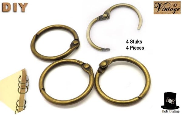 Bob Online ™ - 4 Stuks – Vintage goud – 50 mm - Boekringen – Ringbanden