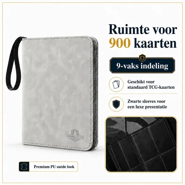 GeorgeNapoli Binder 9-Pocket Suede grijs 900 kaarten
