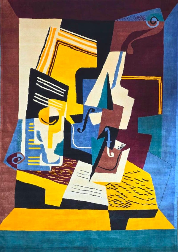 Juan Gris - (Violon et Verre) Tapis d'après tissé à main.