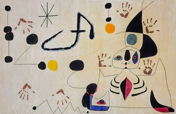 Joan Miró - Tapis d'après, Contemporain noué à la main.