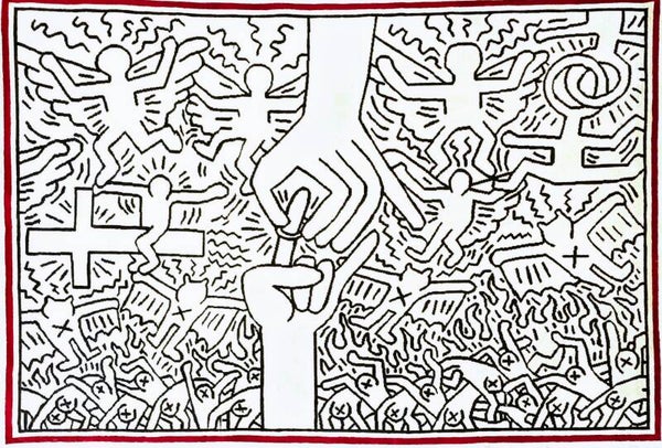 Keith Haring - Tapisserie d'après, noué à la main.