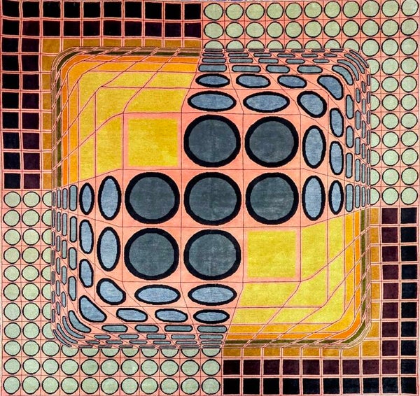 Victor Vasarely - Tapisserie d'après, noué à la main.