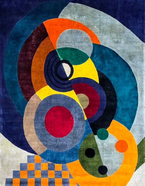 Sonia Delaunay - Tapis d'après, Contemporain fait à la main.