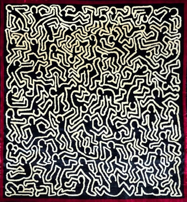 Keith Haring - Tapis d'après, Contemporain fait à la main.
