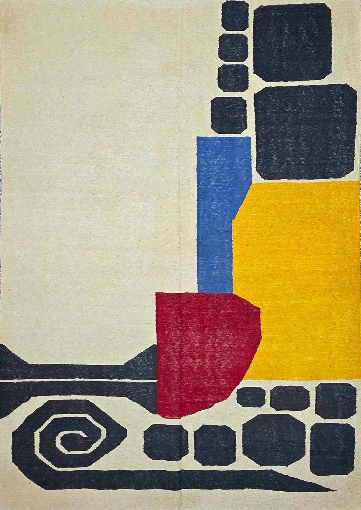 Grand Tapis Laine Noué Main 3x2m - Style Alexander Calder - Moderne Art Déco