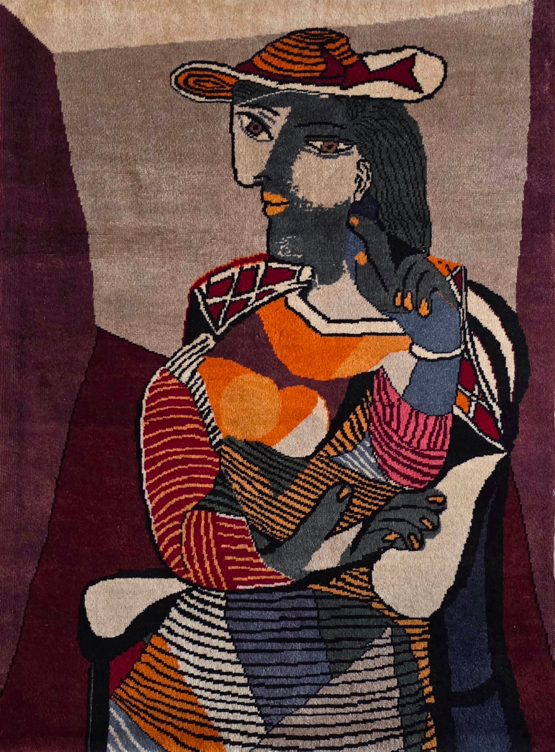 Tapis Tableau Pablo Picasso 104x79 multicolore noué à main
