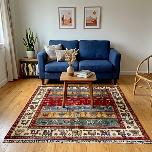 Tapis Gabeh Lori 201x150 multicolore noué à la main en laine
