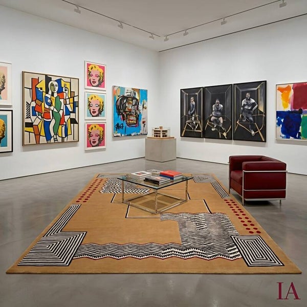 Tapis d'après Ivan da Silva Bruhns H250xL203Cm fond marron en laine noué à main