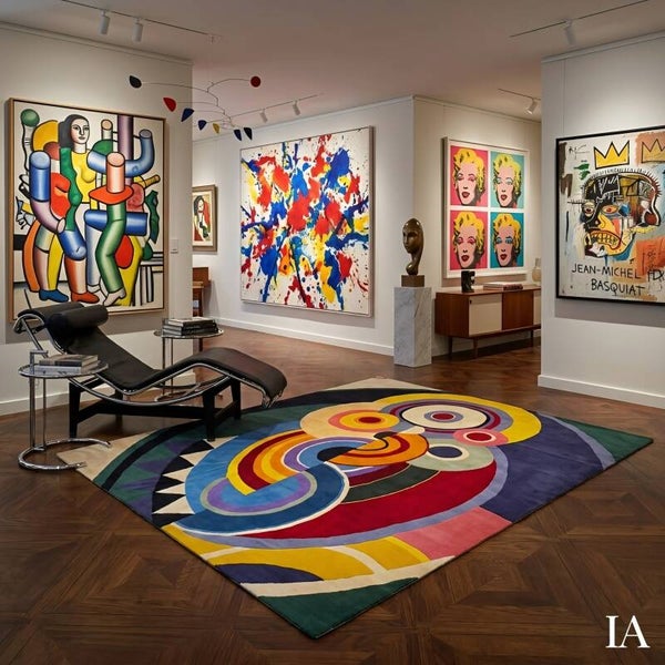 Tapis d'après Robert Delaunay H300xL254Cm multicolore noué à la main en laine
