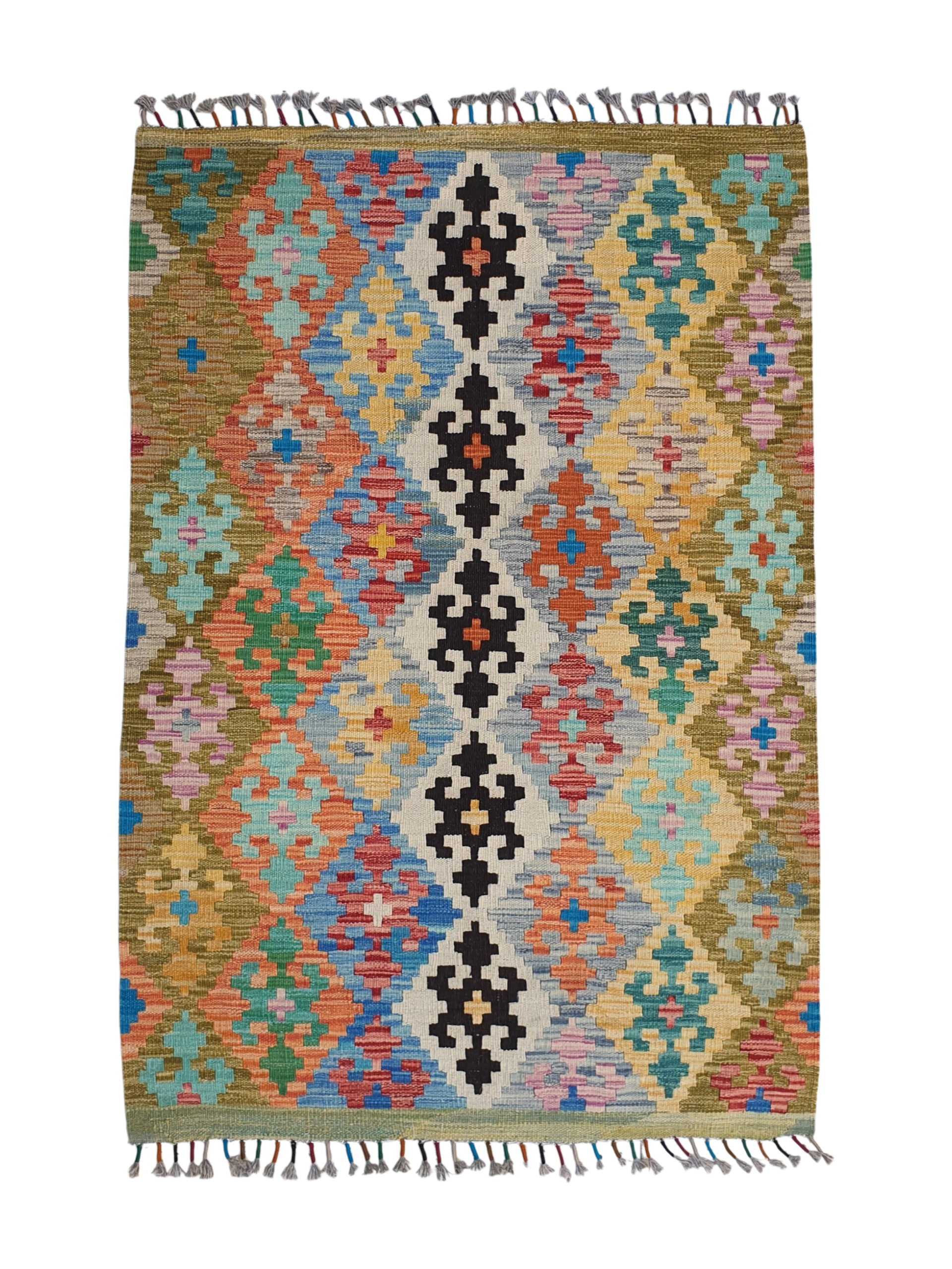 Tapis Kilim Géométrique 154x102 multicolore tissé à main en laine