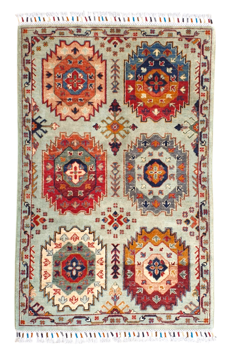 Tapis Runner Blanc Senneh 2,5x10 Pieds – Tapis Caucasien Design, Noué Main – Laine 100%