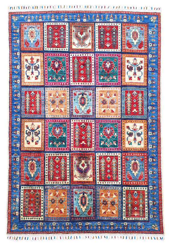 Tapis Arijana Afghanistan 196x145 multicolore en laine noué à la main