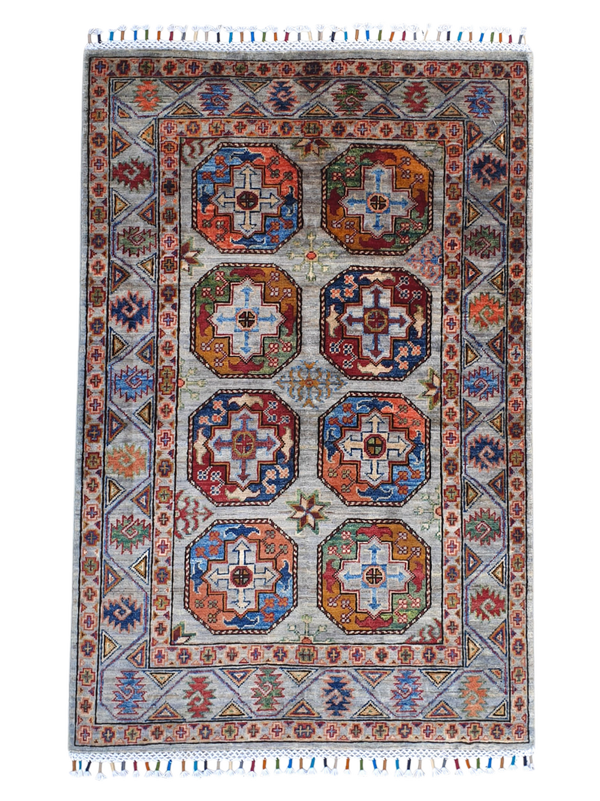 Tapis Ersari Turkmen 155x100 Multicolore Afghanistan en laine noué à la main