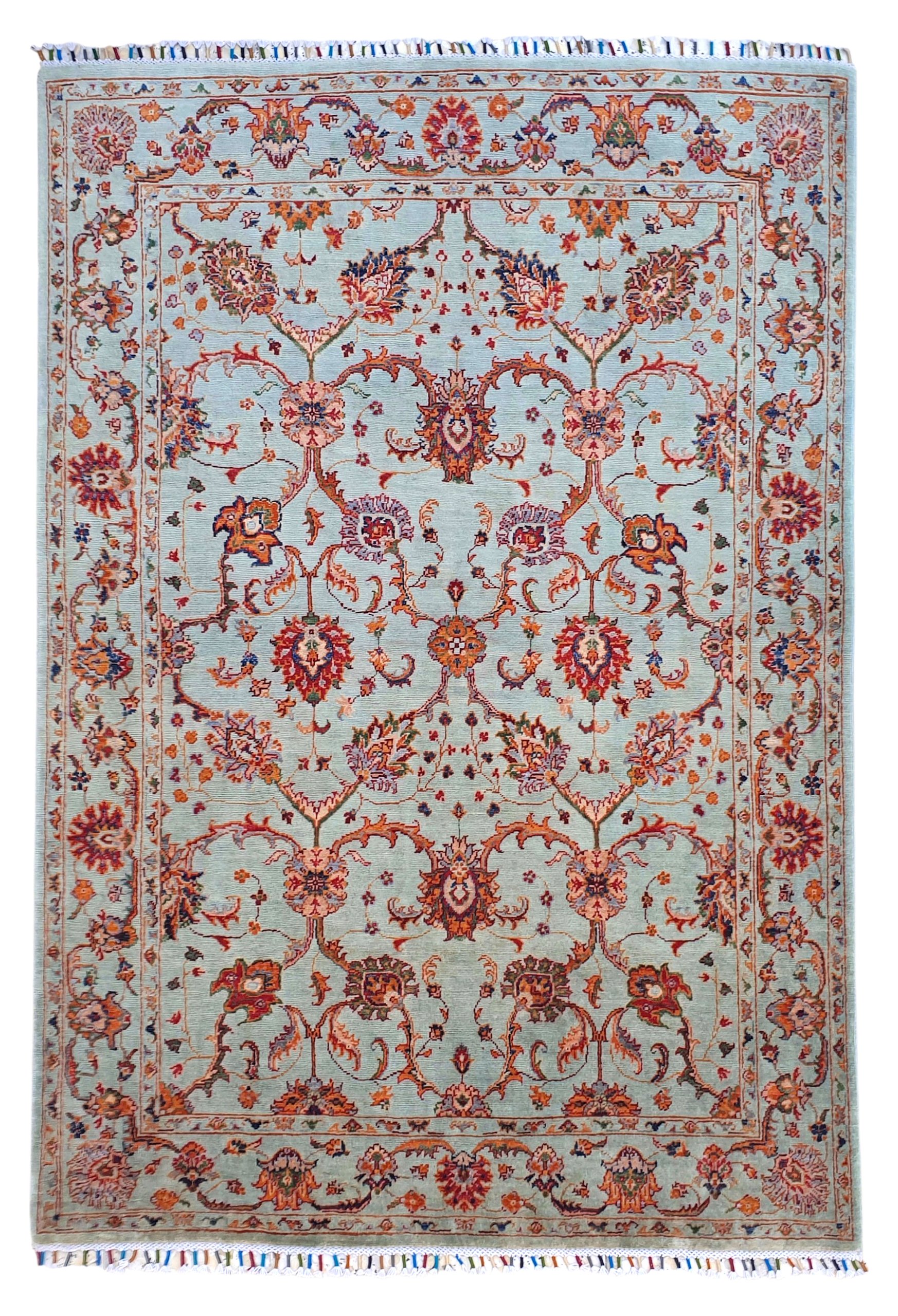 Tapis Sultani Afghanistan 210x149 fondé pistache noué à main en laine