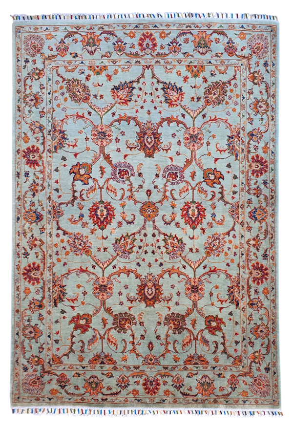 Tapis Sultani Afghanistan 210x149 fondé pistache noué à main en laine