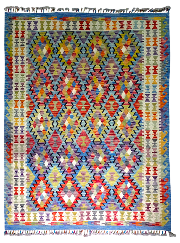 Kilim old style 204x159 tissé à la main %100 laine