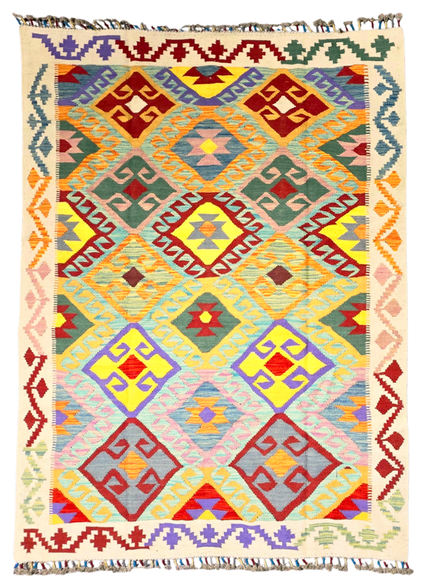 Kilim old style 201x147 tissé à la main %100 laine