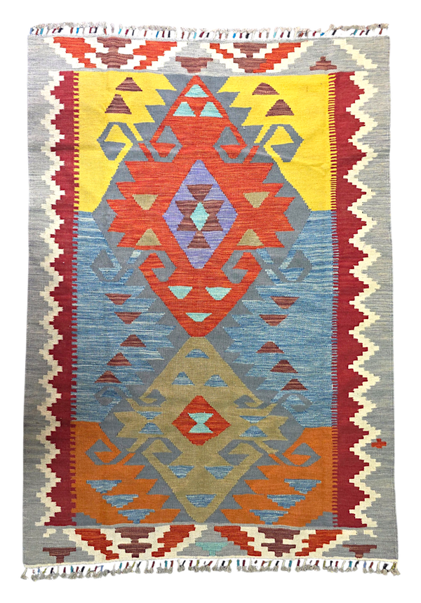 Kilim old style 181x129 tissé à la main %100 laine