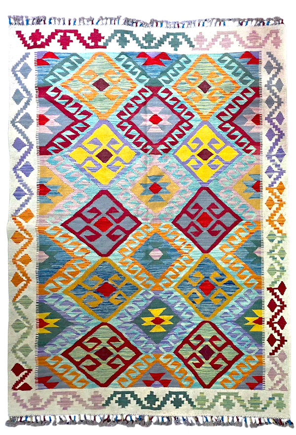 Kilim Afghan Nomades 203x148 tissé à la main %100 laine
