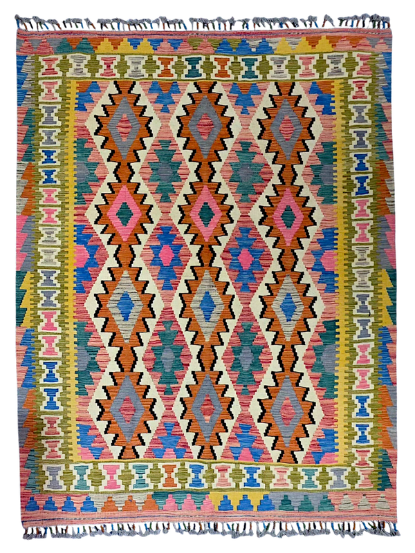 Kilim Afghan Andkhoy 199x152 tissé à la main %100 laine