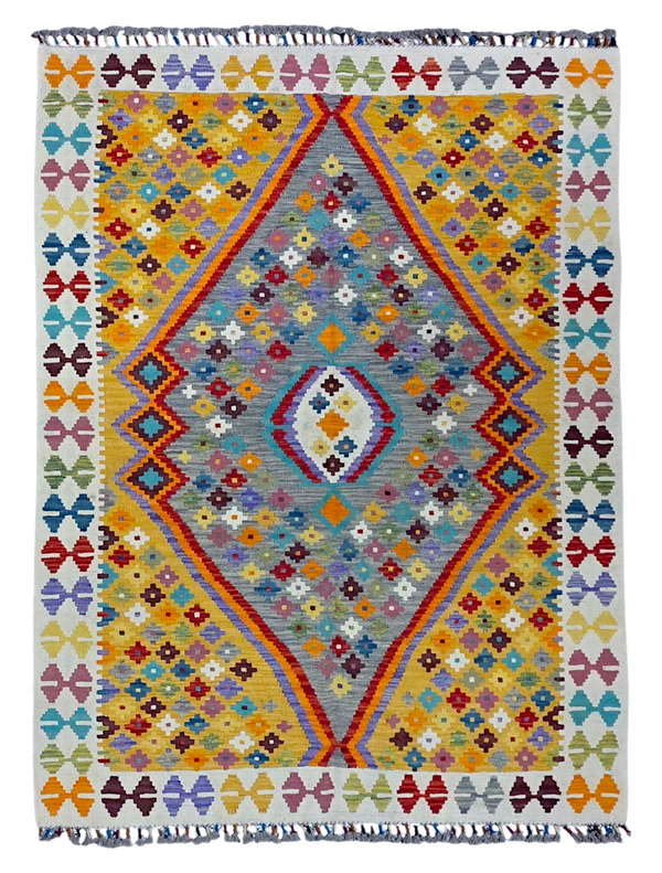 Kilim Afghan Nomades 198x150 tissé à la main %100 laine
