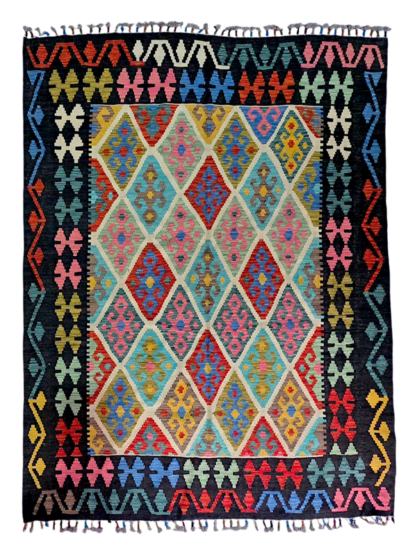 Kilim Afghan Nomades 205x153 tissé à la main %100 laine