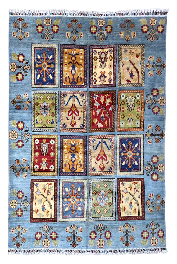 Tapis bakhtiari - shawal arijana 207x147 multicolore en laine noué à la main