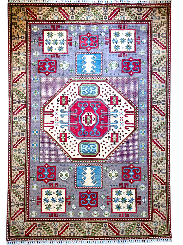 Tapis de salon 291x200 Ziegler & Kazak noué à main en laine