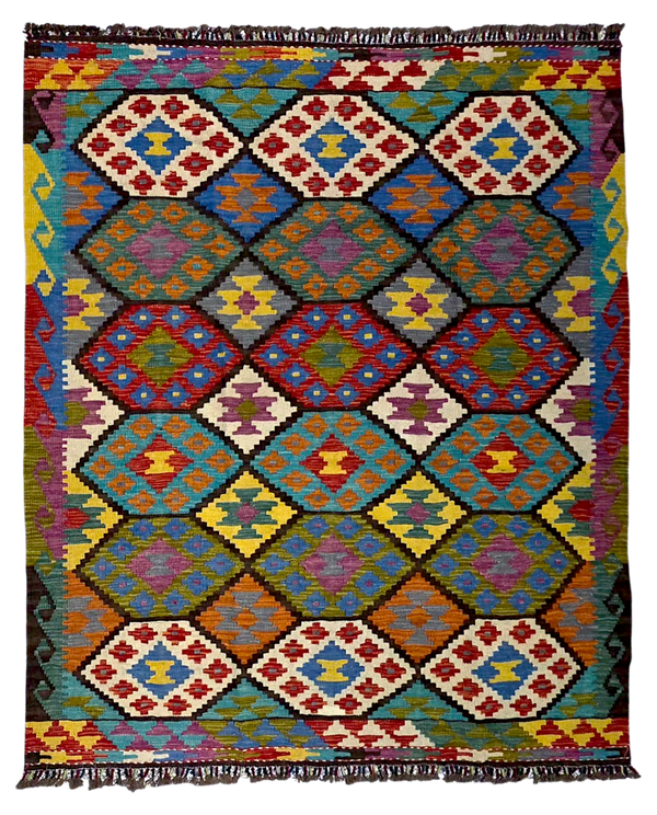 Tapis Kilim de salon 177x148 multicolore tissé main 100% laine