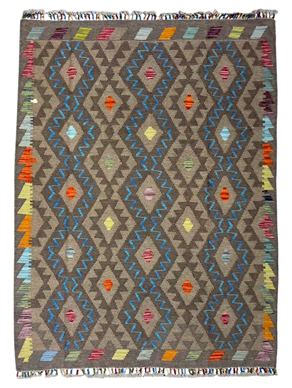 Tapis Kilim de chambre 175x129 multicolore tissé main 100% laine