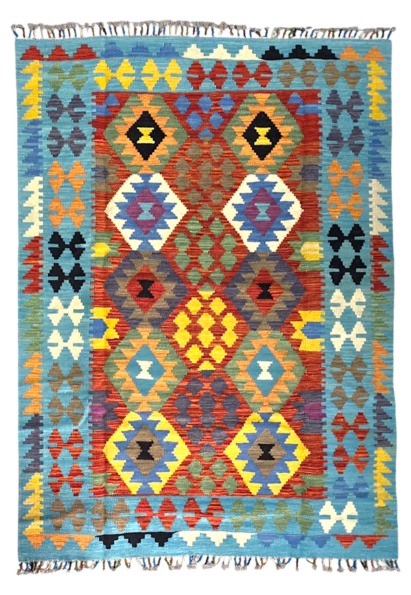 Tapis Kilim de cuisine 176x127 multicolore tissé main de %100 laine