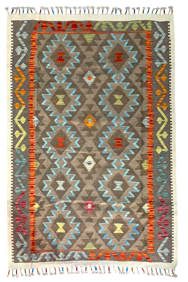 Tapis Kilim de cuisine 157x106 multicolore tissé main de %100 laine