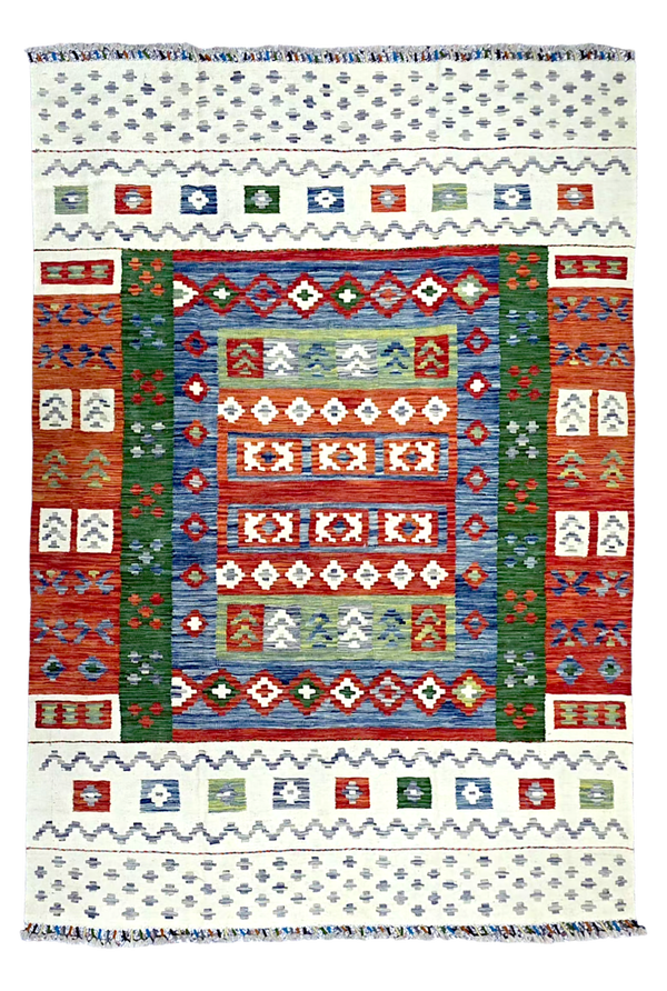 Tapis Kilim Gabeh 243x174 multicolore tissé main de %100 laine