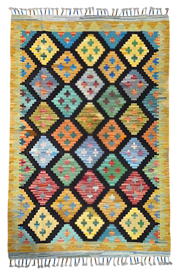 Tapis Kilim de cuisine 158x102 multicolore tissé main de %100 laine