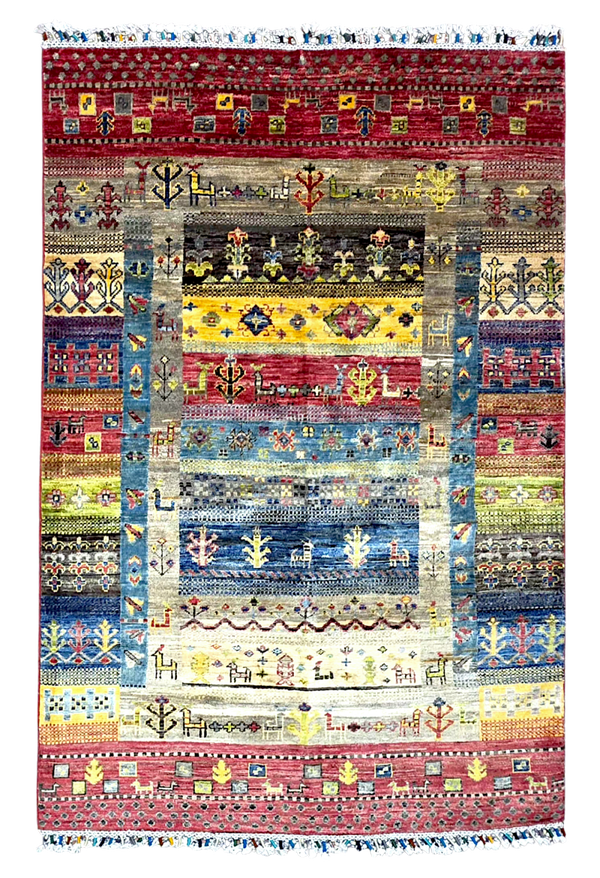 Tapis gabeh lori pour cuisine 185x122 multicolore noué à la main en laine