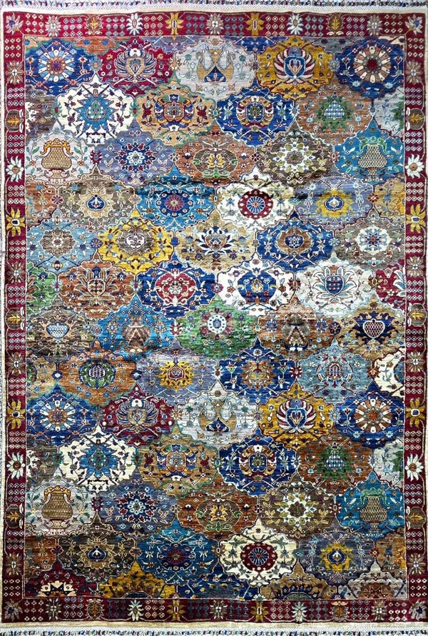 Tapis Persan Style Patchwork H297xL206Cm Multicolore – Fait Main, Laine de Haute Qualité