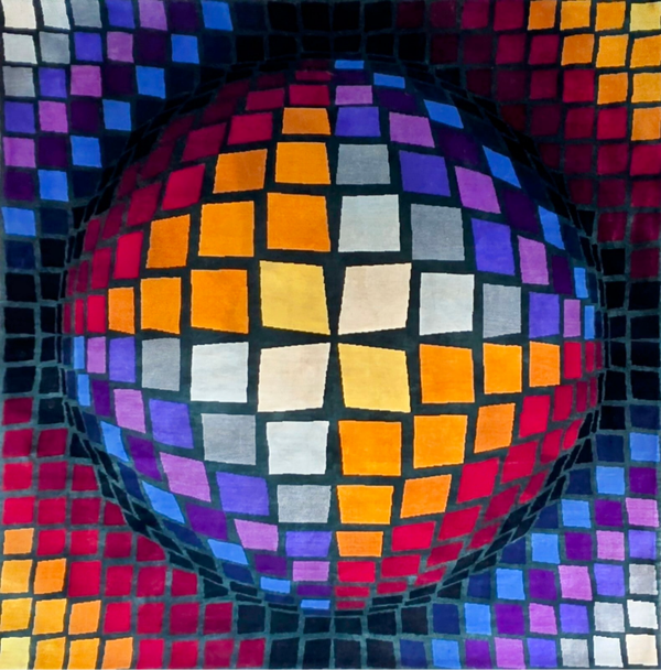 Tapisserie d'après Victor Vasarely, Contemporain tissés à main.