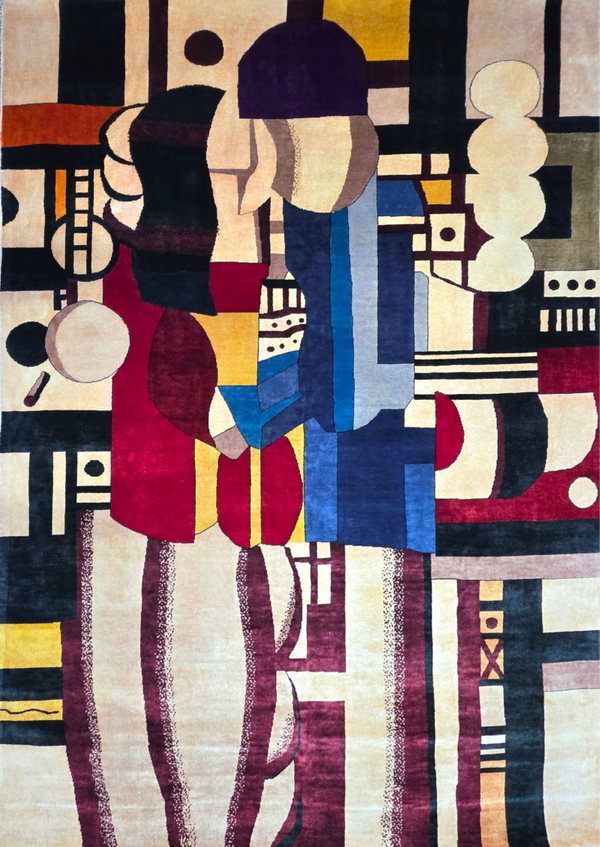 Tapis, ou tapisserie d'après Fernand Léger, noué à la main.