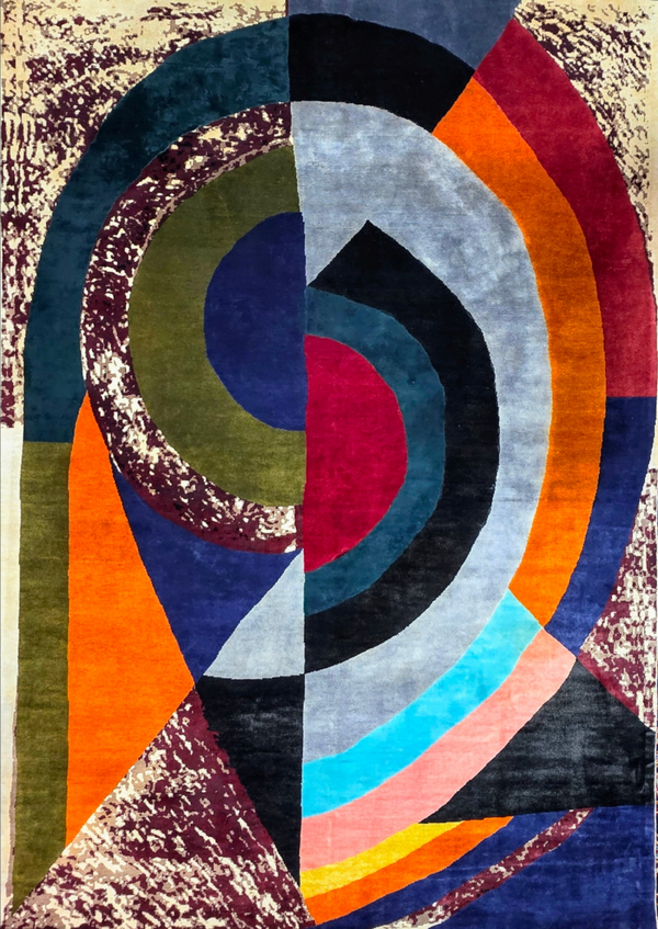 Sonia Delaunay - Tapis, ou tapisserie d'après, noué à main.