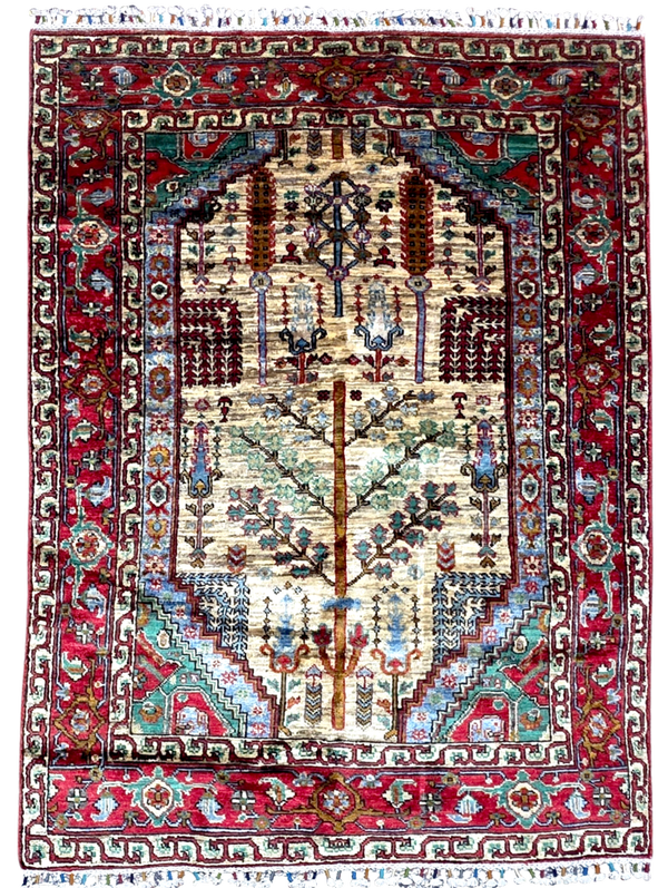 Tapis persan Bidjar pour chambre 176x125 fond noir noué main en laine
