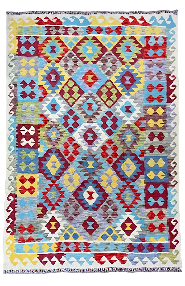 Kilim Afghan old style 298x200 tissé à la main %100 laine